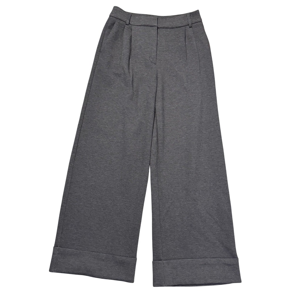 Express Stylist Wide Leg Pants Womens 6R Gray High Rise Pleated Cuffed Trousers